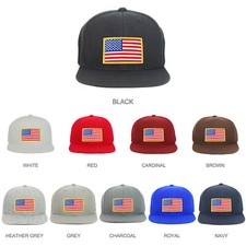 Youth Kid Size Yellow American Flag Patch Flat Bill Baseball Cap - FREE SHIPPING