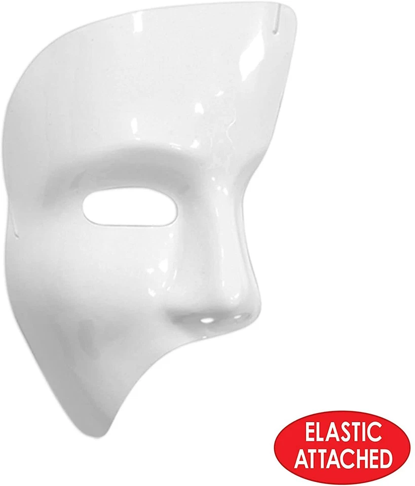 2 White Phantom Mask w/ Elastic Attached. One Size Fits Most. FAST FREE SHIPPING - Image 2 of 3