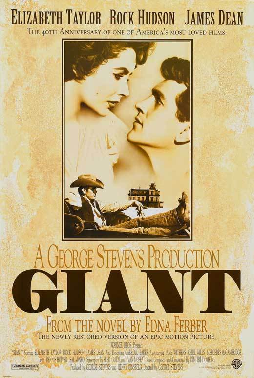 GIANT Movie POSTER 27x40 D Elizabeth Taylor Rock Hudson James Dean