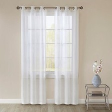 Curtain panels sheer white grommet top 63"L x 76"W 38" pair