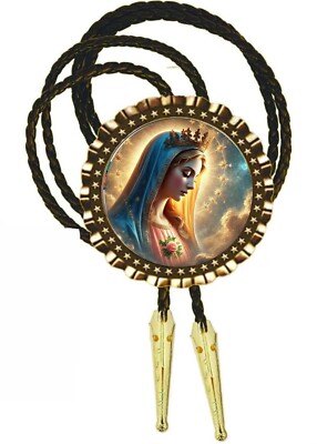 Christian Catholic Faith Virgin Mother Mary Religious Bolo Tie Men's Necktie