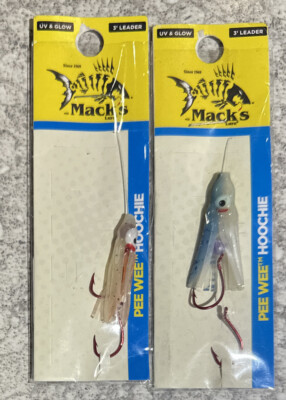 2 Packs Mack s Pee Wee Hoochie UV And Glow Various Colors As Shown