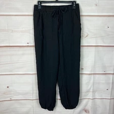 Doe & Rae Pants Womens S Black Jogger Capri Pull On Pockets Solid Drawstring