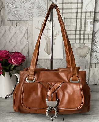 Schöne Mimco Umhängetasche, Handtasche echt hellbraun Leder