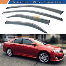 For 2012-2014 Toyota Camry Chrome Trim Smoke Tinted Window Visors Rain Guards
