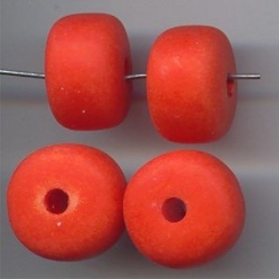 12 VINTAGE ORANGE MATTE WASH ACRYLIC 12x18mm. ROUND DONUT TIRE BEADS 5418