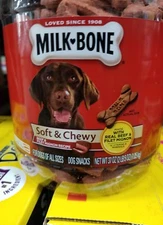 (ONE) MILK BONE CHEWY BEEF/FILET MIGNON DOG SNACKS 2.5 LBS  15 VITAMINS/MINERALS