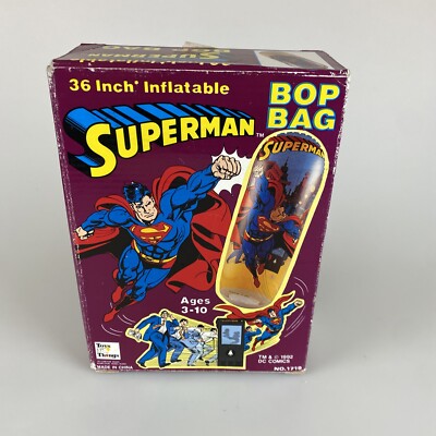 1992 Vintage Inflatable Superman Bop Bag DC Comics 36'' Toys n Things Sealed