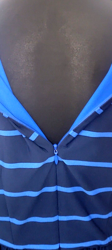 Liz Claiborne Blue Chevron Striped Keyhole Neck Maxi Dress Size M - Picture 7 of 10