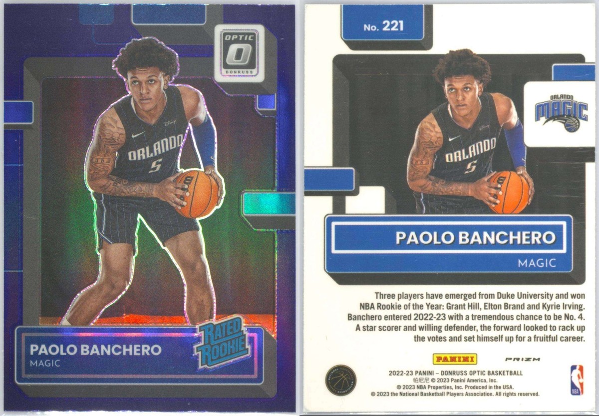 2022 Panini Donruss Optic Paolo Banchero RC #221 Purple Prizm PSA