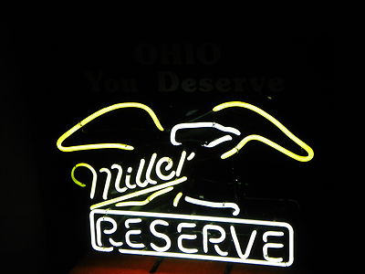 RARE MILLER BEER NEON LIGHTED SIGN- OHIO YOU DESERVE MILLER-22.5