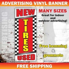 NEW TIRES USED Advertising Banner Vinyl Mesh Sign Wheel Shop Auto Car Service