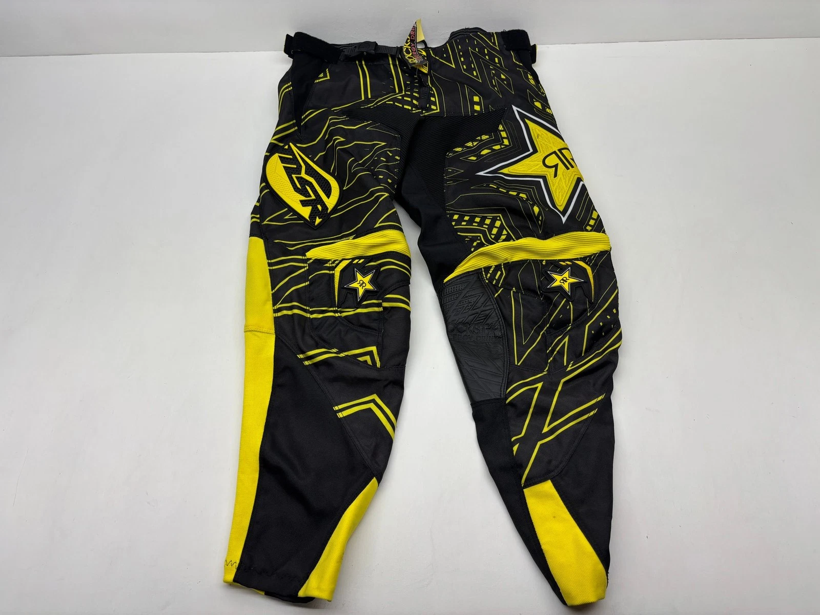 New Rockstar Men's Riding Pants Size 32 Black Yellow Apparel Gear Motocross MX