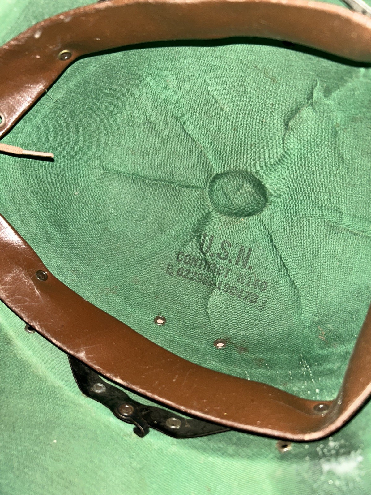Vintage Green Pith Helmet Safari Style Military Headgear Hat w Strap