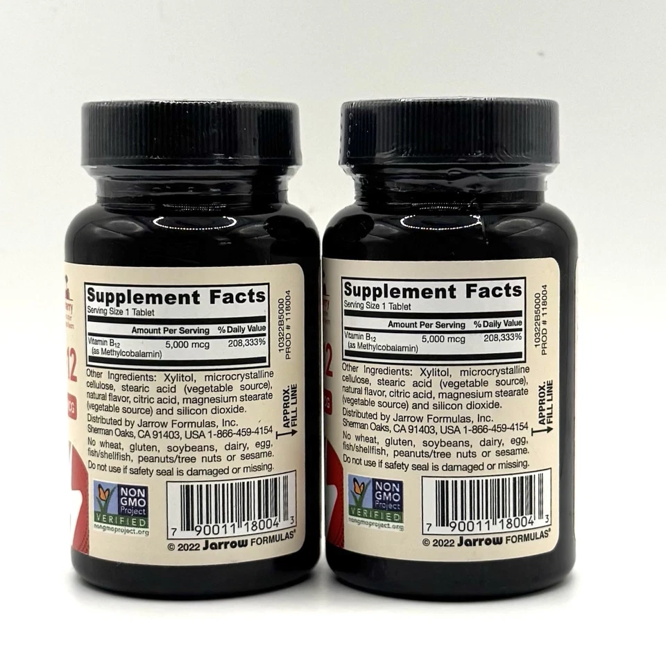Jarrow Formulas Methyl B-12 5000 Mcg Sabor Cereza - 120 Comprimidos Masticables Foto 2 de 4