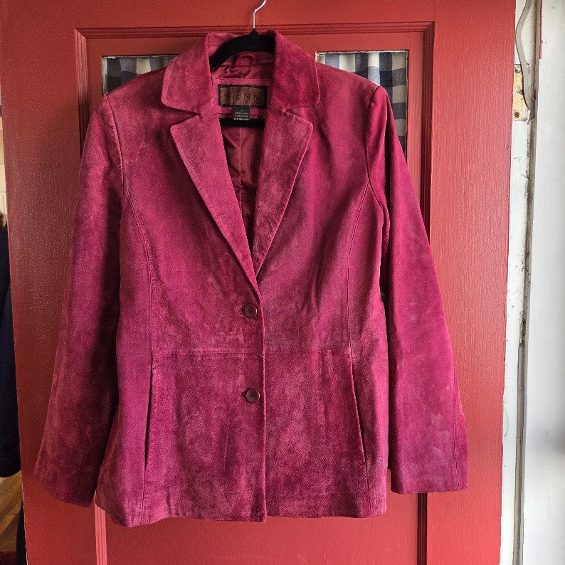 Siena Raspberry Wine Button Front Long Sleeve Lea… - image 1