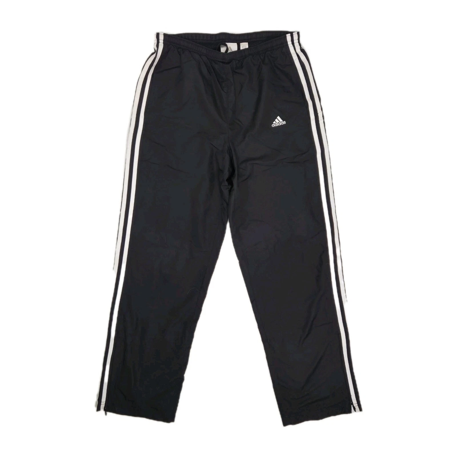 Vintage Adidas Mens Small Black Windbreaker Ankle Zip Track Pants Wide Leg