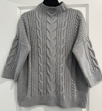 Vince Camuto Women light Heather Gray Mock/Turtle neck Cable Knit Sweater Sz M