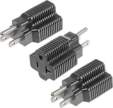 3 Pack NEMA 5-15P to 5-15/20R Adapter 15 Amp Male to 20 Amp Female Plug Outlet