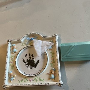 Hallmark Keepsake Baby Handprint Picture Frame White Blue Multicolor