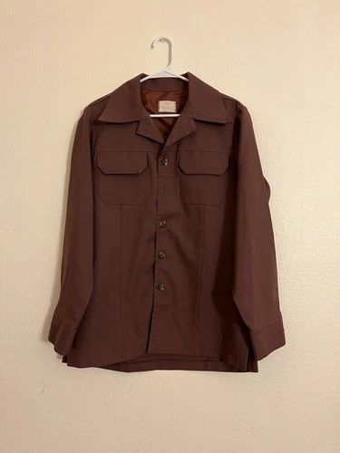 Levis Panatela Vintage Leisure Suit Jacket Red Brown Polyester L Disco 70's