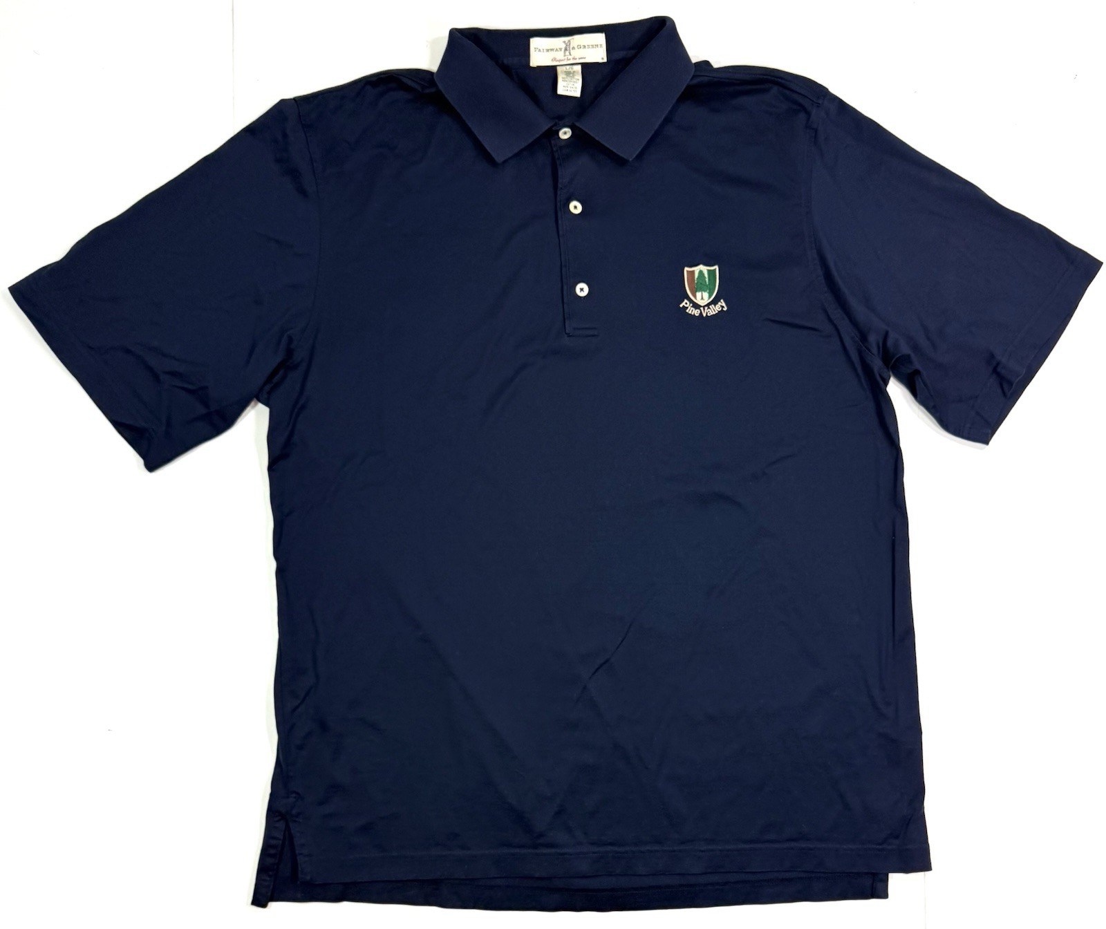Pine Valley Golf Polo Mens Sz Large Navy Mercerized Cotton Fairway Greene VTG