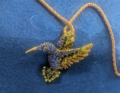 Betsy Johnson Blue Flying Bird Necklace, New!