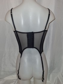 💝 Gorgeous Black ANN SUMMERS Underwired boned corset basque Suspenders size 34B