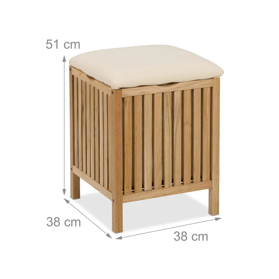 Wäschekorb Wäschehocker Wäschepuff Wäschekiste Badezimmerhocker Badehocker Sitz - Bild 4 von 4