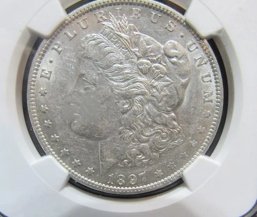 1897-O AU 53 NGC BRIGHT SILVER