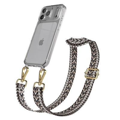 Handykette für Apple iPhone 17 Pro Max Hülle mit Breitband Grau / Schwarz - Gold