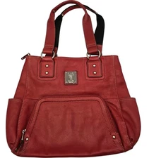 Tignanello Red Leather Satchel Shoulder Bag w/Inner & Outer Pockets EUC