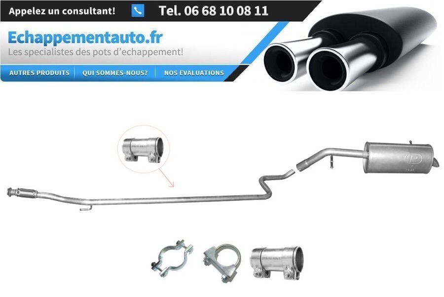 Échappement central et silencieux pour Peugeot 207 1.6 HDi 2006-2011