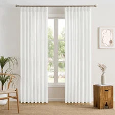 RAIN CITY White Sheer Curtains 92" Pinch Pleated with Hooks Light Filtering