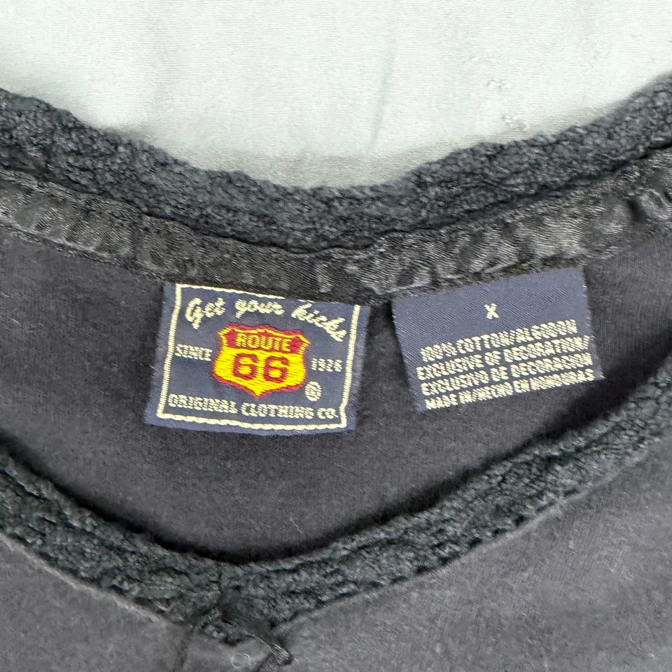 Vintage Route 66 Women's Black Long Sleeve Henley Shirt Size Small Y2K retro  - Image 3 of 4