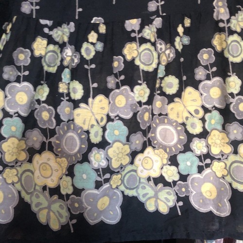 Vintage Cotton Gauze Hippie Skirt, 1990s Black Floral Indian Cotton Midi, OS - Picture 10 of 12