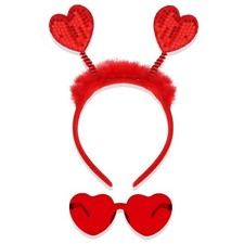 Stylish Red Heart Headband and Sunglasses Combo for Valentine's Day Celebrations