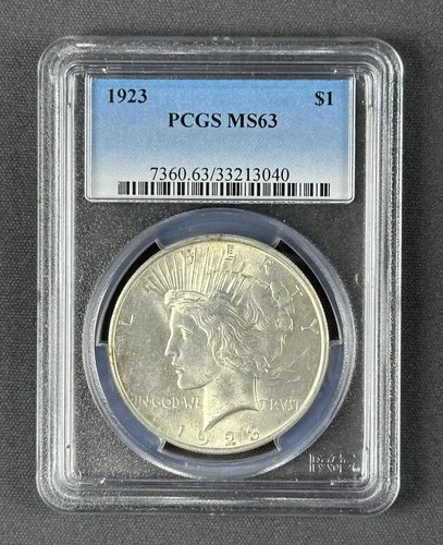 1923 Peace Dollar $1 – PCGS MS63 – U.S. Silver Coin