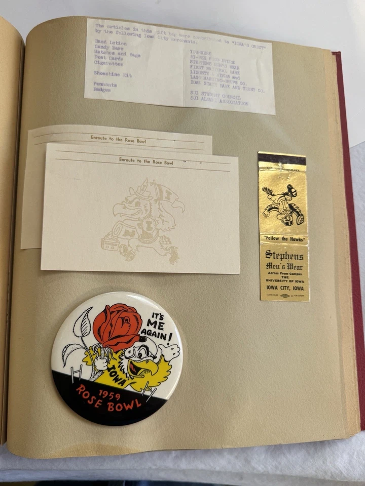Archivo Iowa Rose Bowl 1959 2 álbumes de recortes diapositivas de boletos botón de tren de Santa Fe Foto 2 de 4