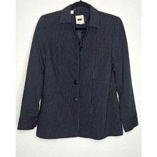 Vintage 90s DKNY Blazer Petite 10 Black Pinstripe Jacket Dark Academia Emo