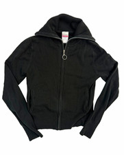 No Boundaries Black Ribbed Knit Full Zip Hooded Hoodie Juniors L 11/13