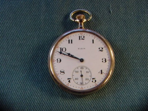 Antique Elgin 15 Jewel Running Condition Gold Plate Pocket Watch Estate Find