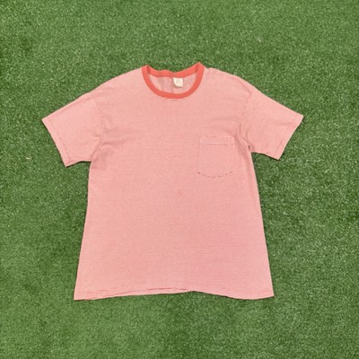 Vintage 80s GAP Pink Striped Pocket T-Shirt Women's Medium Made In USA - READ