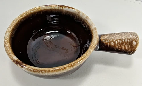 Vintage McCoy Pottery #7050, Brown Drip Glaze Chili/Soup Bowl w/ Handle