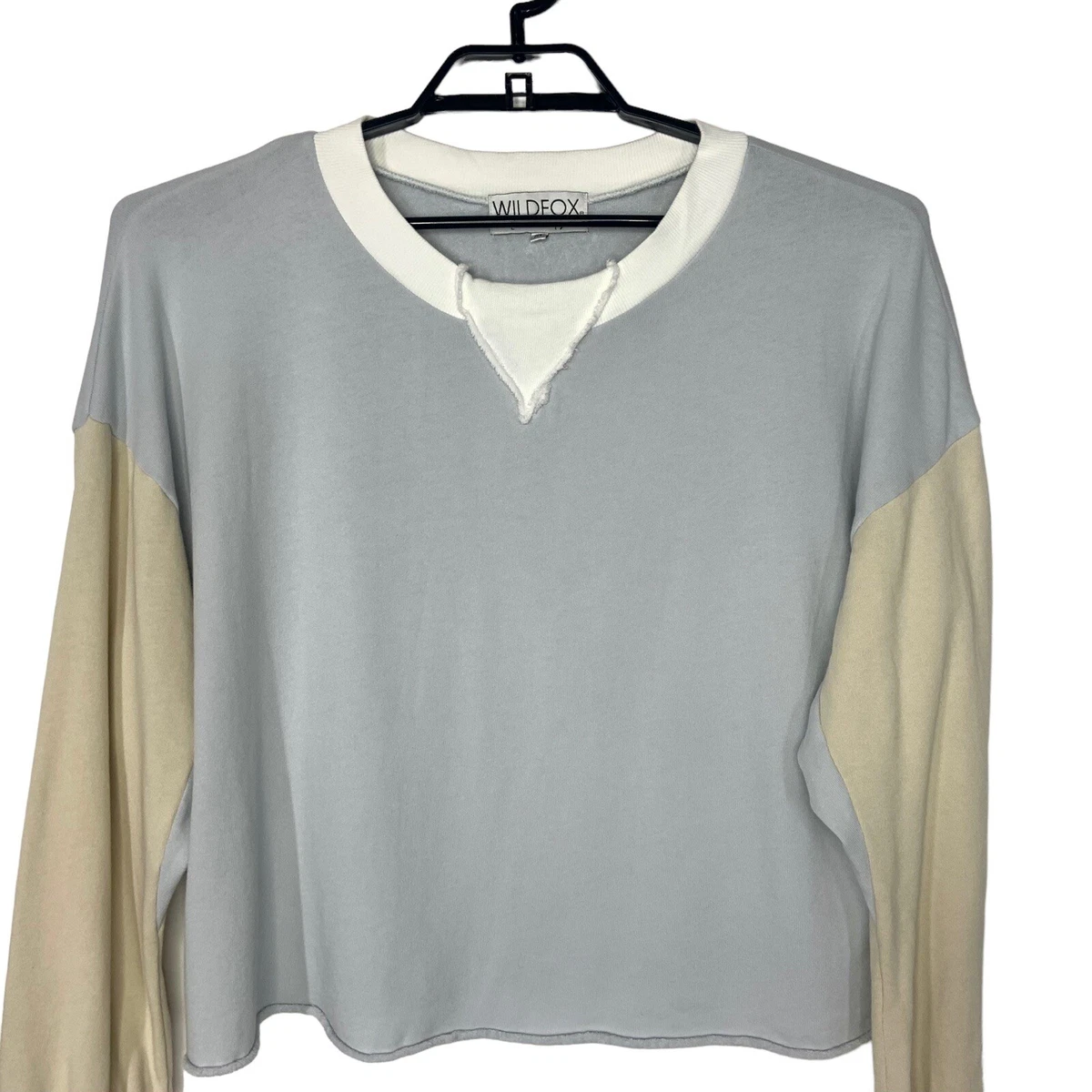 Wildfox True Love Colorblock Sweatshirt Sz Medium Blue Beige Terry Long  Sleeve | eBay