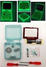 Glow In The Dark Clear Green Shell Case Red Lens For Game Boy Advance SP GBA SP