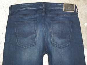 Guess Lincoln Slim Straight Jeans Mens Sz 34 X 31 Dark Blue Distressed w Stretch | eBay