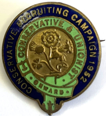 Thomas Fattorini Conservative Recruiting Campaign 1952 Emaille Abzeichen (K)