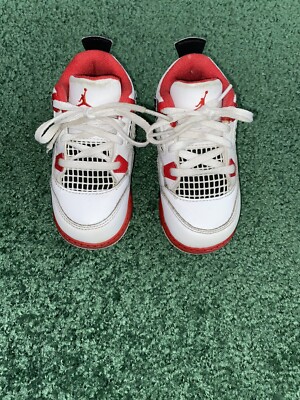 Nike Preowned Air Jordan IV Retro Fire Red White Toddler Shoes - Main Image