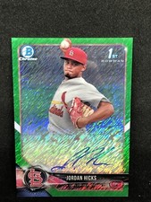 Jordan Hicks 2018 Bowman Chrome Green Shimmer RC Autograph #d /99 Cardinals Auto